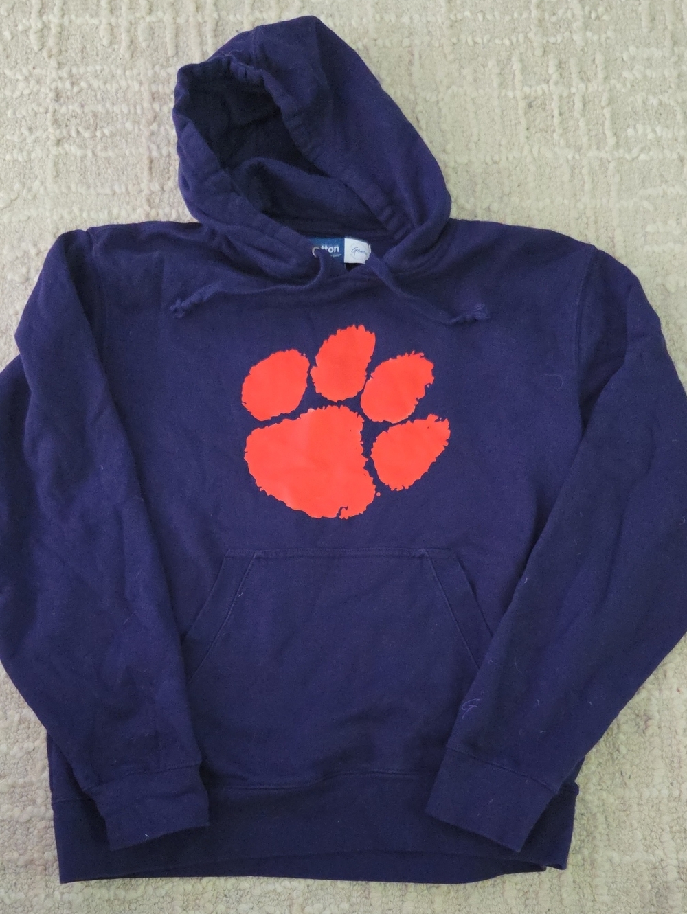 Clemson Hoodie with Orange Paw Graphic, M